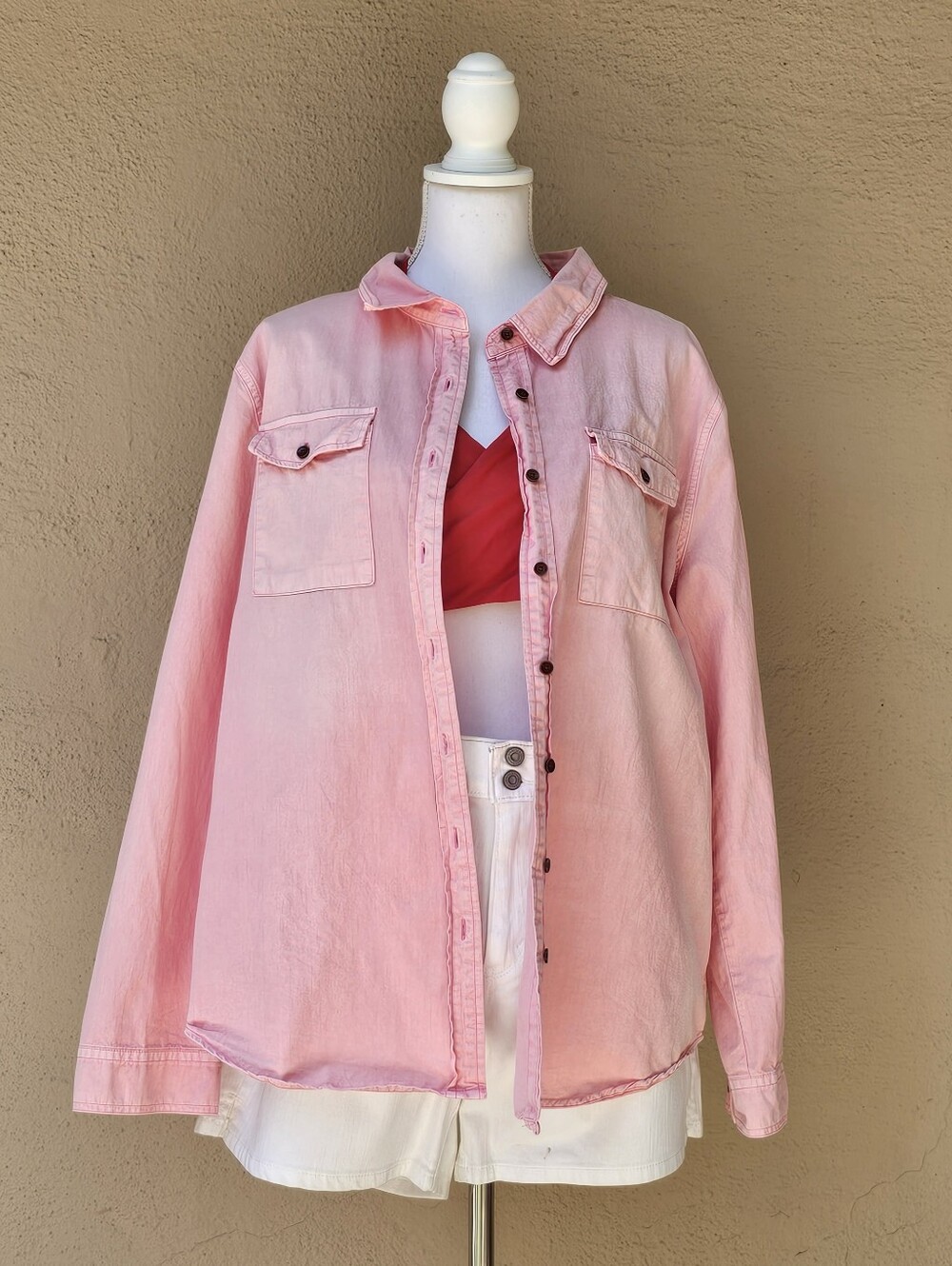 Luvamia 100% Cotton Button Up Sun Bleached Size 2X